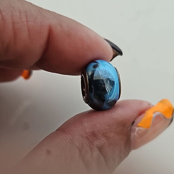 Murano Glass Bead 925 Blue/ Black - Picture 4 of 16